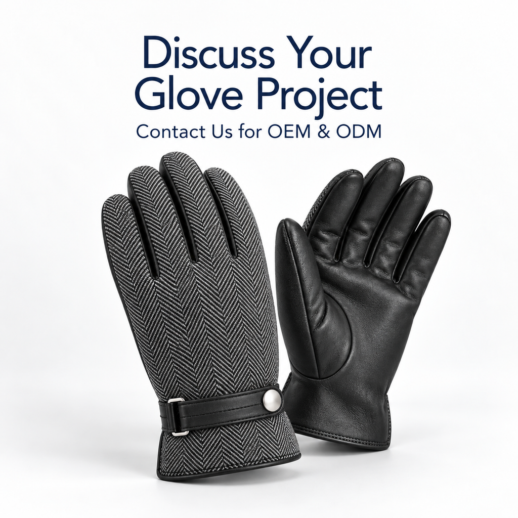 Herringbone and leather glove design for an OEM and ODM project