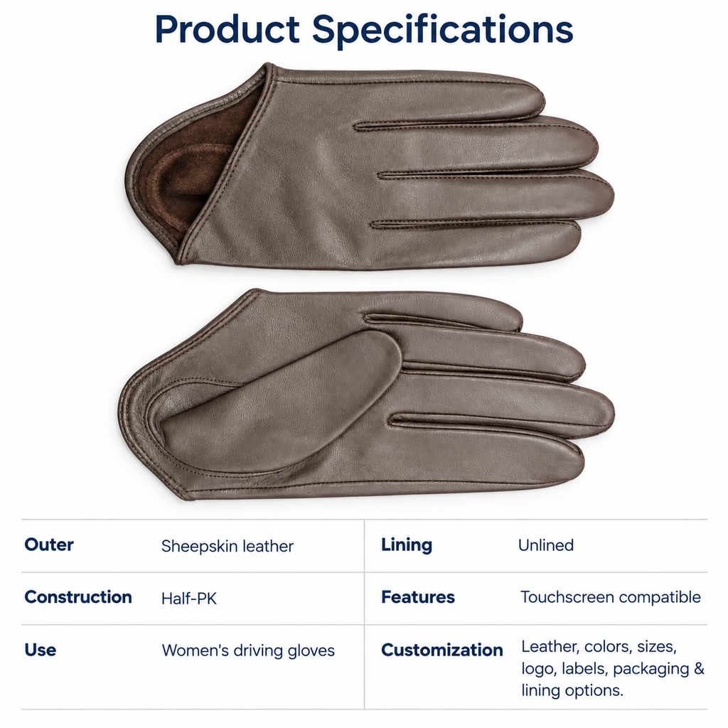 Women's Unlined Leather Driving Gloves product detail