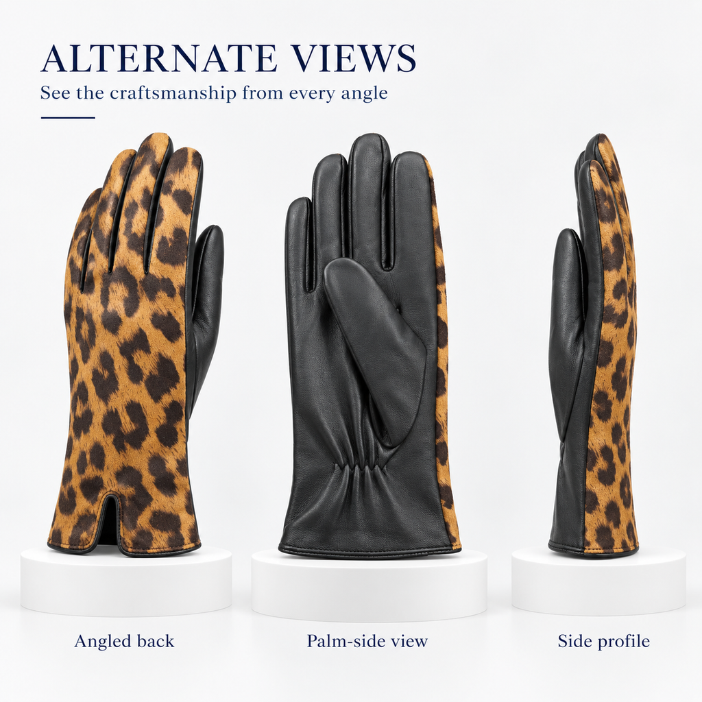 Women's Leopard Print and Leather Gloves product detail