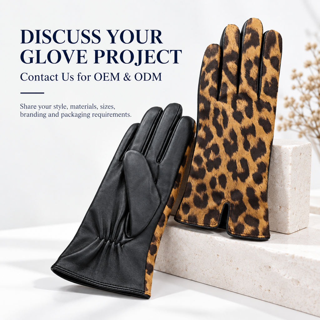 Women's Leopard Print and Leather Gloves product detail